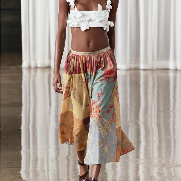Zara Dresses & Skirts - Zara limited edition patchwork floral cotton midi skirt